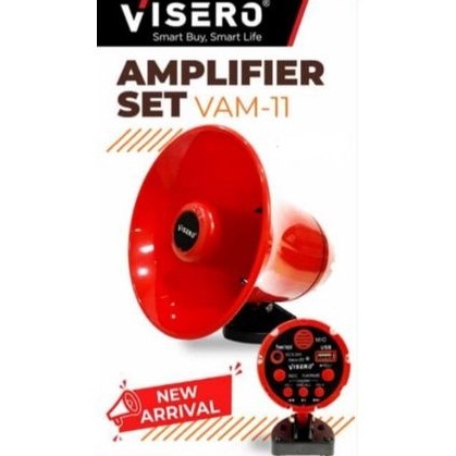 AMPLIFIER SET VISERO VAM-11 megaphone USB MIC REC rekam suara Speaker horn toa cocok untuk motor mobil jualan keliling es bakpao baso pentol tahu bulat