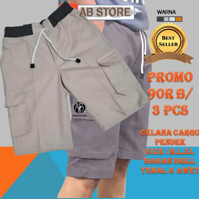 termurah celana cargo pendek pria sz m-xl