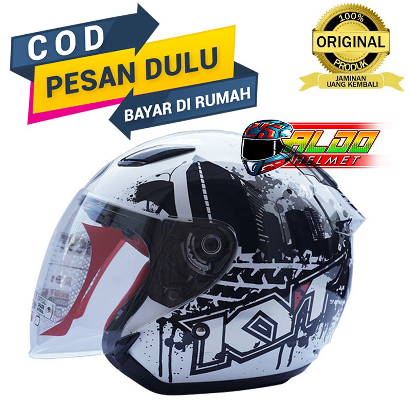 KYT | HELM KYT DJ MARU MOTIF #10 WHITE BLACK | HALF FACE SNI DJMARU | HELMET KYT SINGGLE VISOR