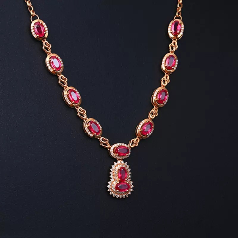 Kalung Ruby Mewah Warna Rose Gold