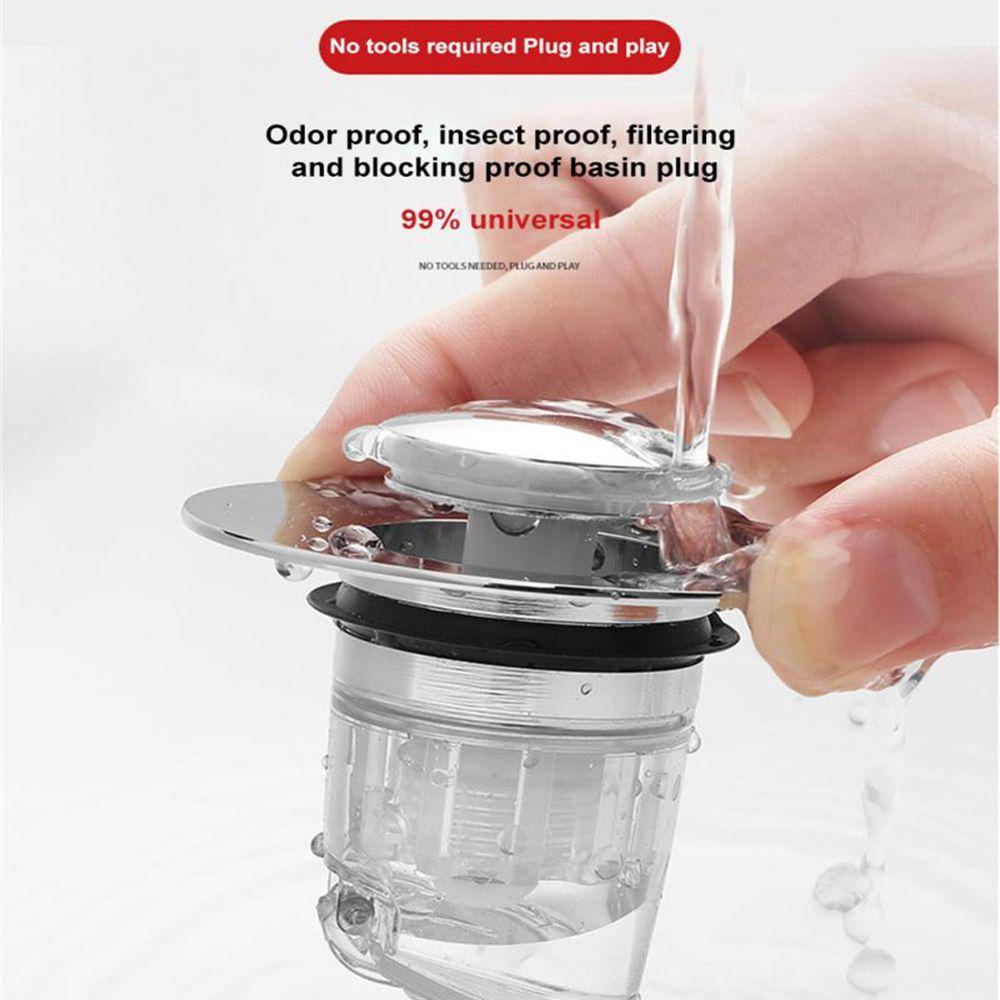 Wonder Wash Basin Drain Filter Universal Pop-Up Anti-blocking Bounce Core Sumbat Plug Wastafel