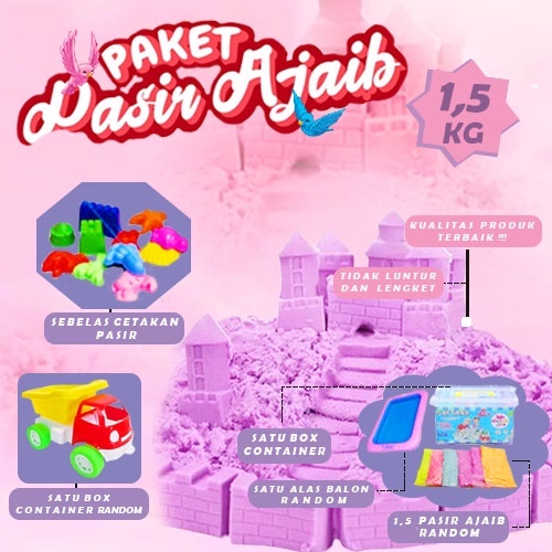 ( BISA COD )Mainan Pasir Ajaib 1 Paket Jumbo1,5Kg / Paket Pasir Ajaib Lengkap