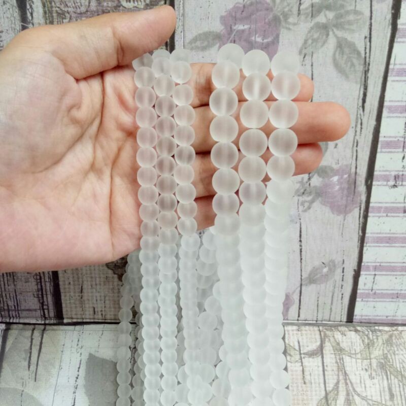 Kristal Moza / Batu Putih Matte / Beads Ice