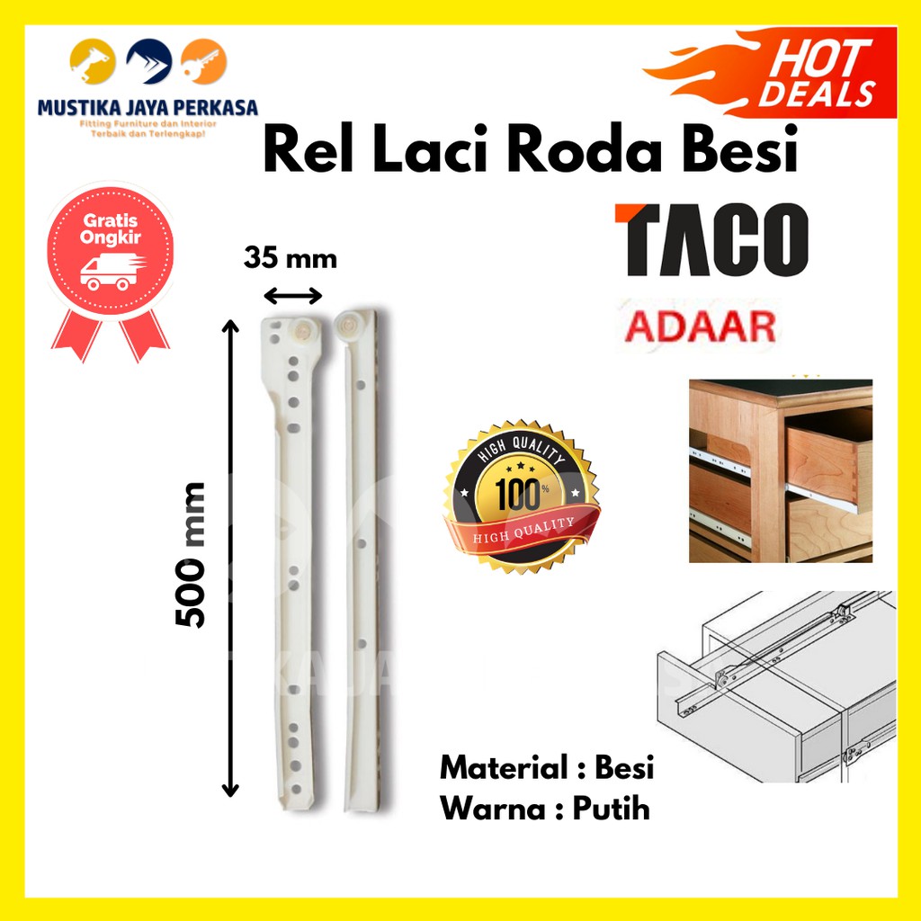 Rel Laci Roda Putih Hitam Huben Lenaga Elco Taco Bukan Double Track - 25 30 35 40 45 50 55 60