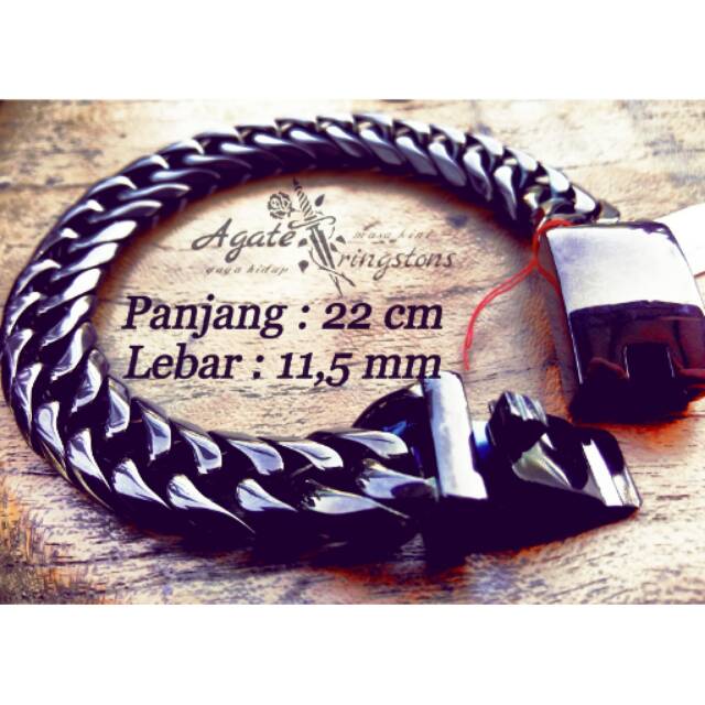 Gelang Pria Rantai hitam titanium original black / Bracelet Chain Black limited edition