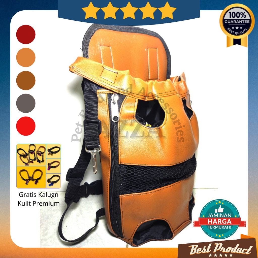 Tas Gendong Kucing Anjing Murah dan Praktis Kualitas Premium Bergaransi dan Nyaman / Perlengkapan Gendongan Kucing Anjing untuk Perjalanan Hewan Peliharaan / Pet Travel Gendongan Kucing Front Back Pack Motif Polos dan Kulit