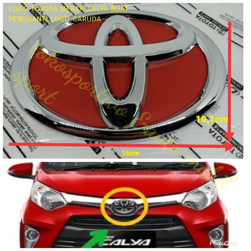 Logo Lambang Emblem Toyota calya krome merah buat pengganti logo garuda Logo Toyota calya merah 15cm