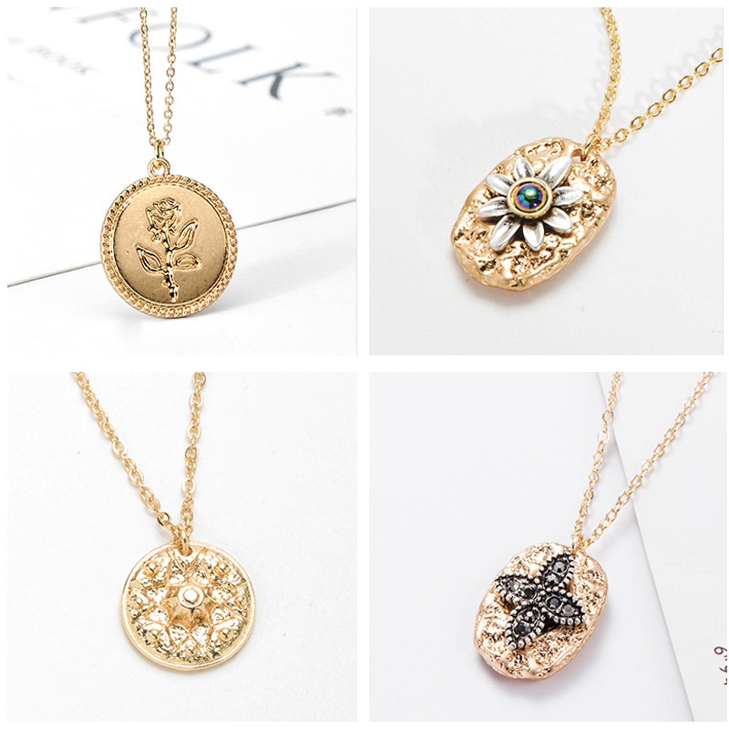 BUNGA MATAHARI koin alloy kalung 2021 Eropa dan Amerika retro kreatif desain kalung