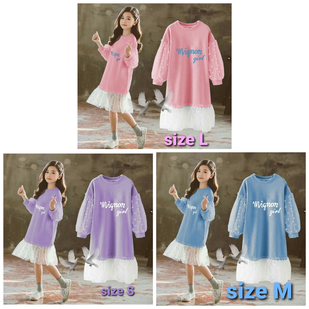 Gaun Pesta Anak Umur 2-12 tahun Dress Korea Anak Perempuan Lengan Panjang Balon Baju Anak Cewek Kore