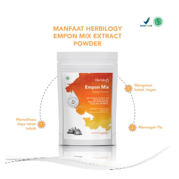 Herbilogy Empon Mix (Bubuk ekstrak Kunyit, Temulawak, Jahe Merah) 100gr