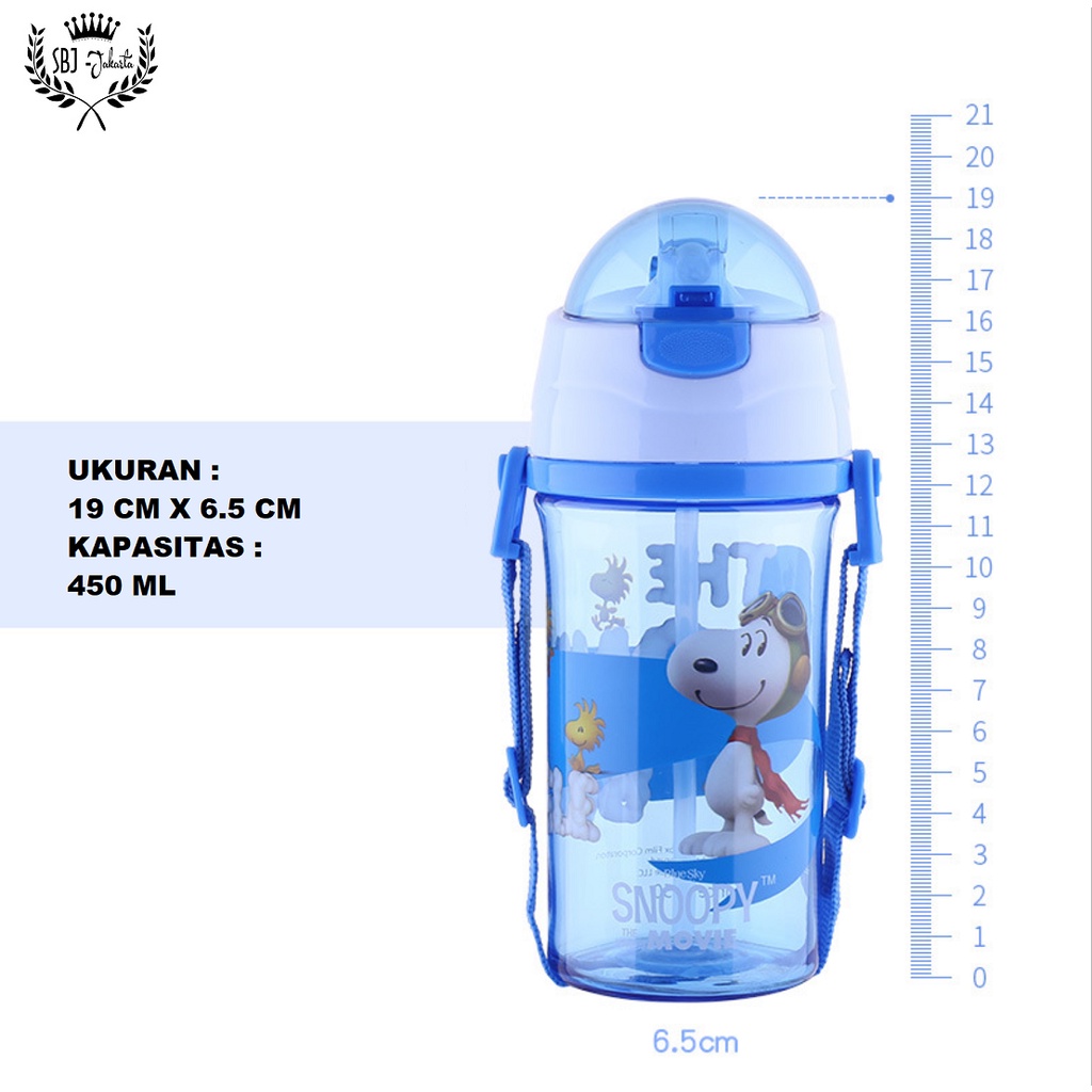 BOTOL MINUM PLASTIK ANAK BPA FREE 450 ML SNOOPY THE MOVIE ORIGINAL