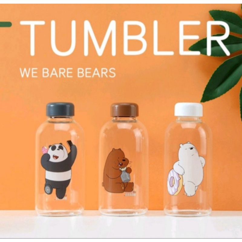 MINISO - We bare bears botol minum kaca borosilikat tinggi tempat minum