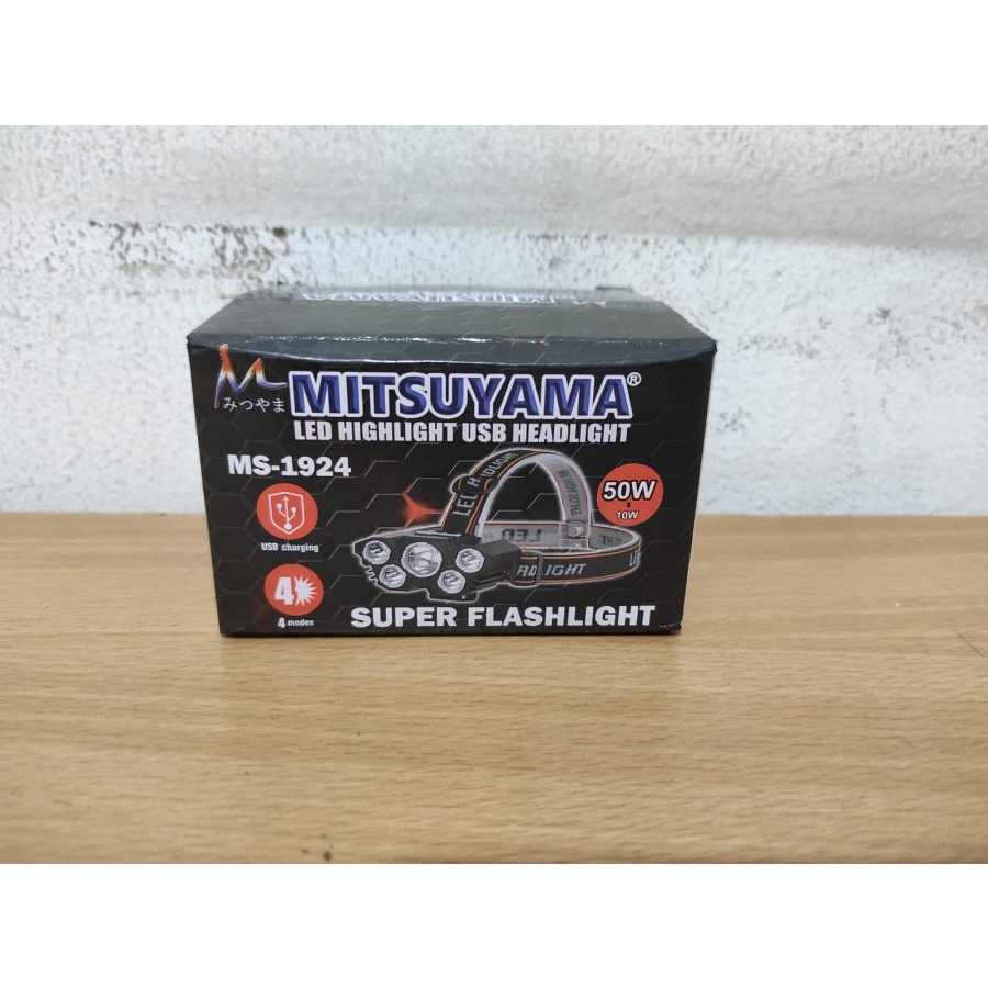 Promo Terbaru!!! Senter Kepala Mitsuyama MS-1924 Senter Kepala 50W 5 LED Batrai awet dan tahan lama