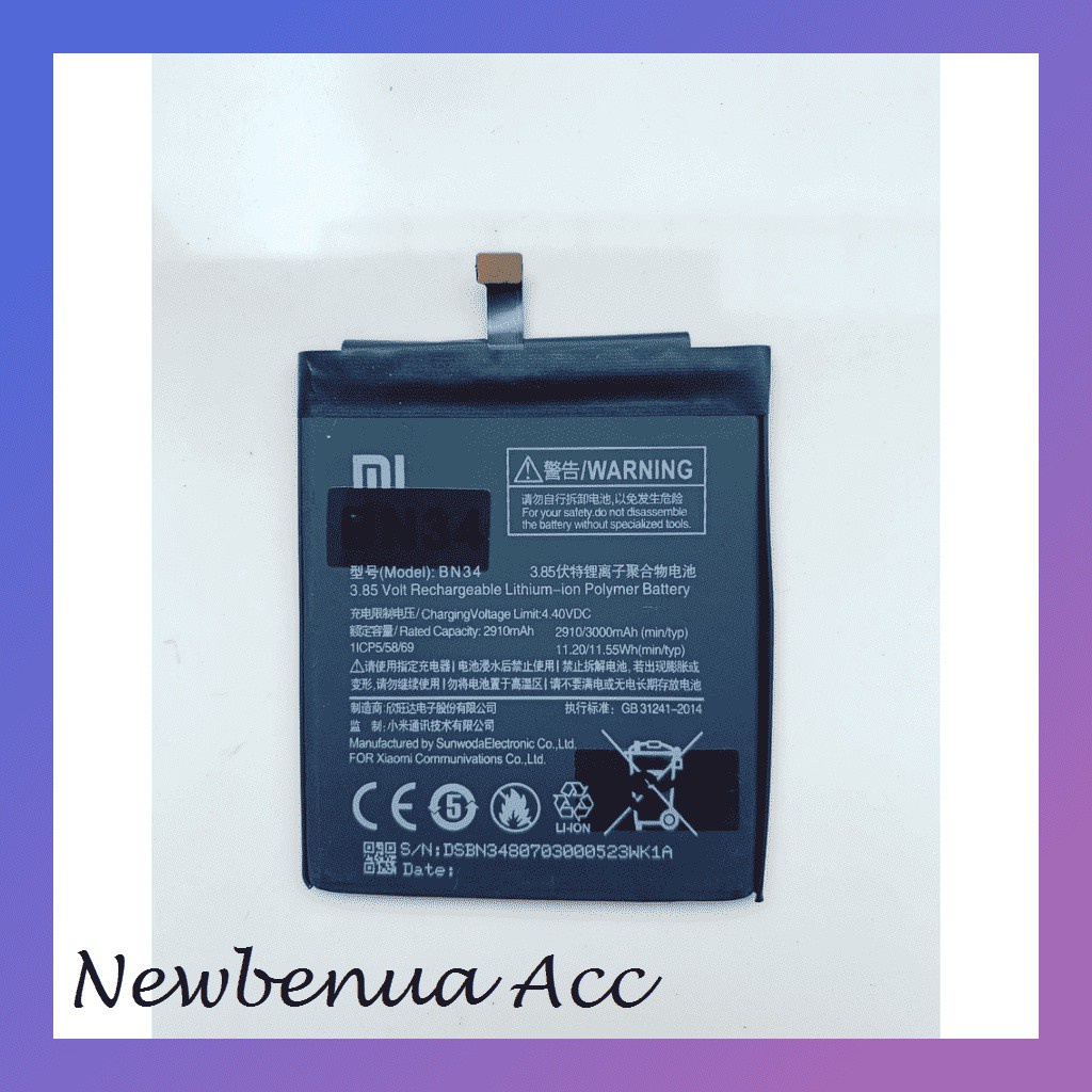 Battery Baterai Batre Xiaomi Redmi 5A, BN34, BN 34, BN-34