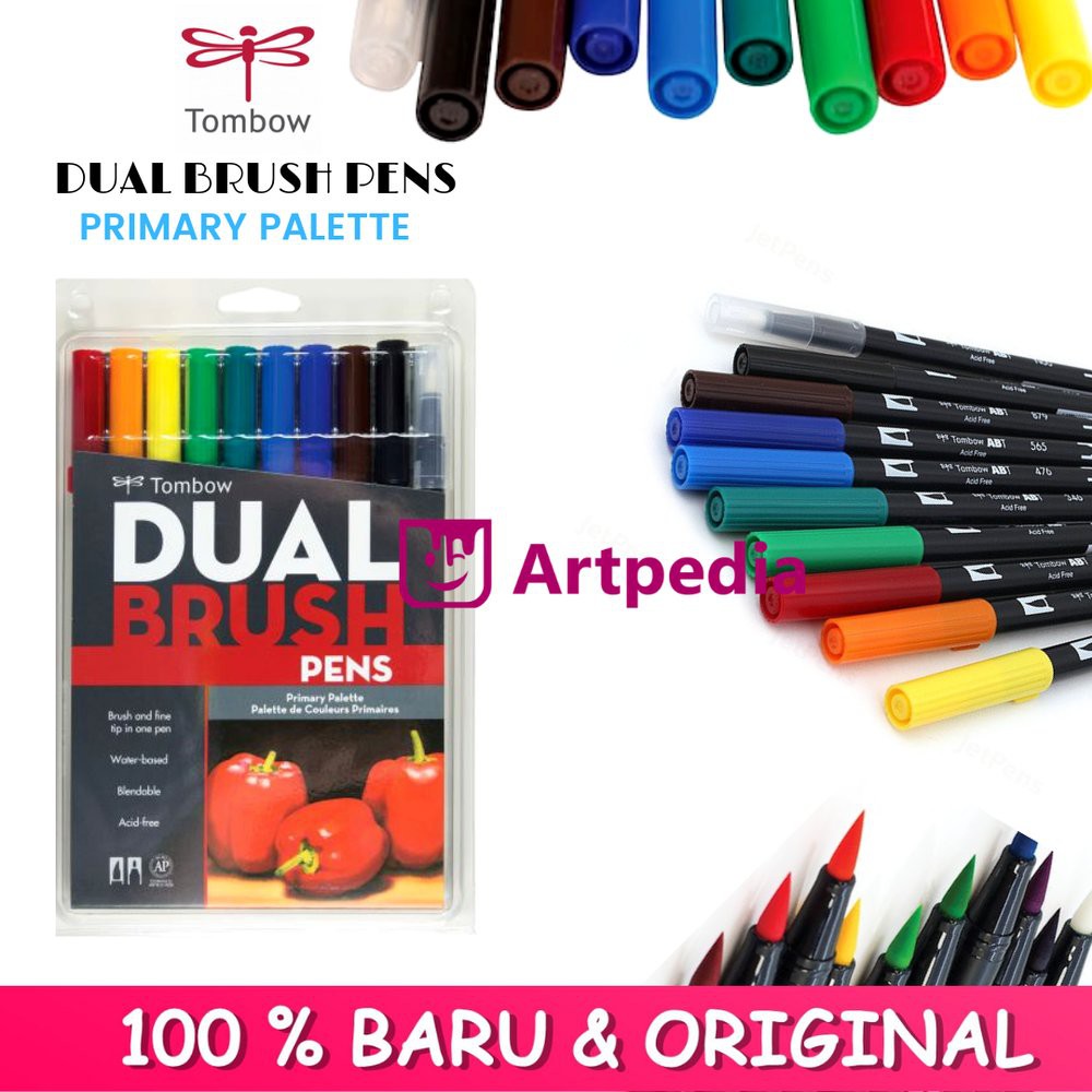 

Langsung Order Tombow Dual Brush Pen Set with Brush - Primary Palette - Pack of 10 Limited