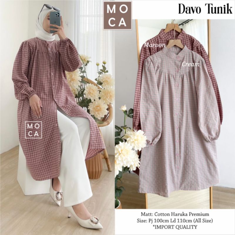 100% TERMURAH & ORI DAVO TUNIK / ATASAN WANITA BY MOCA
