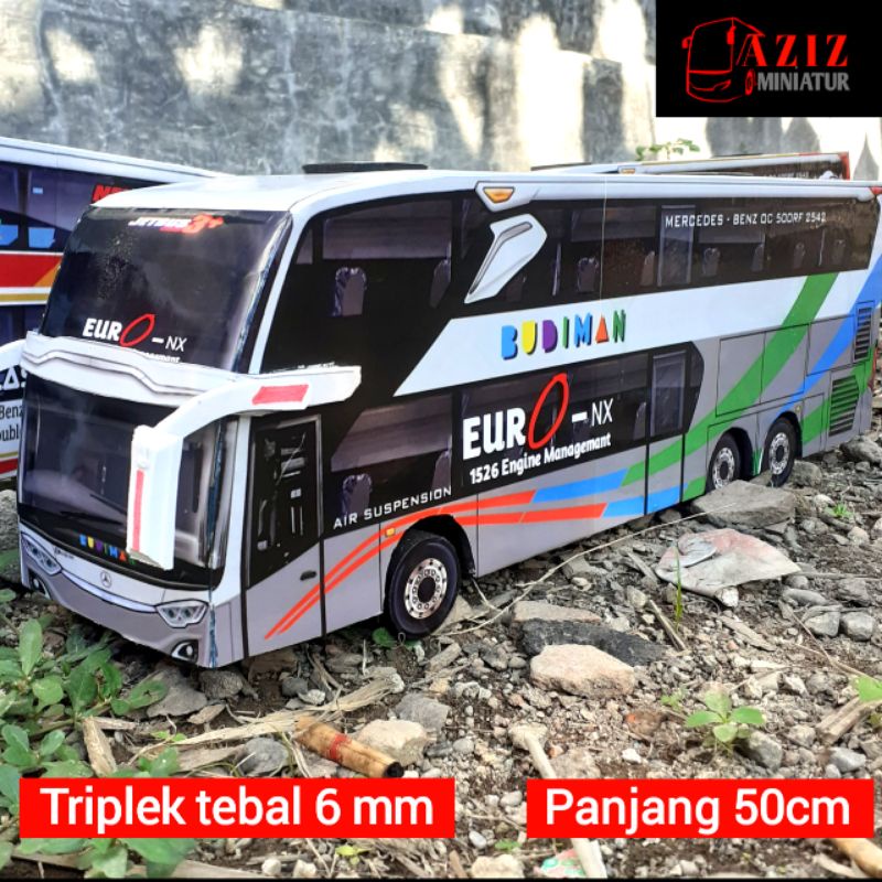 Jual Miniatur Bus Budiman Double Decker Panjang 50cm | Shopee Indonesia