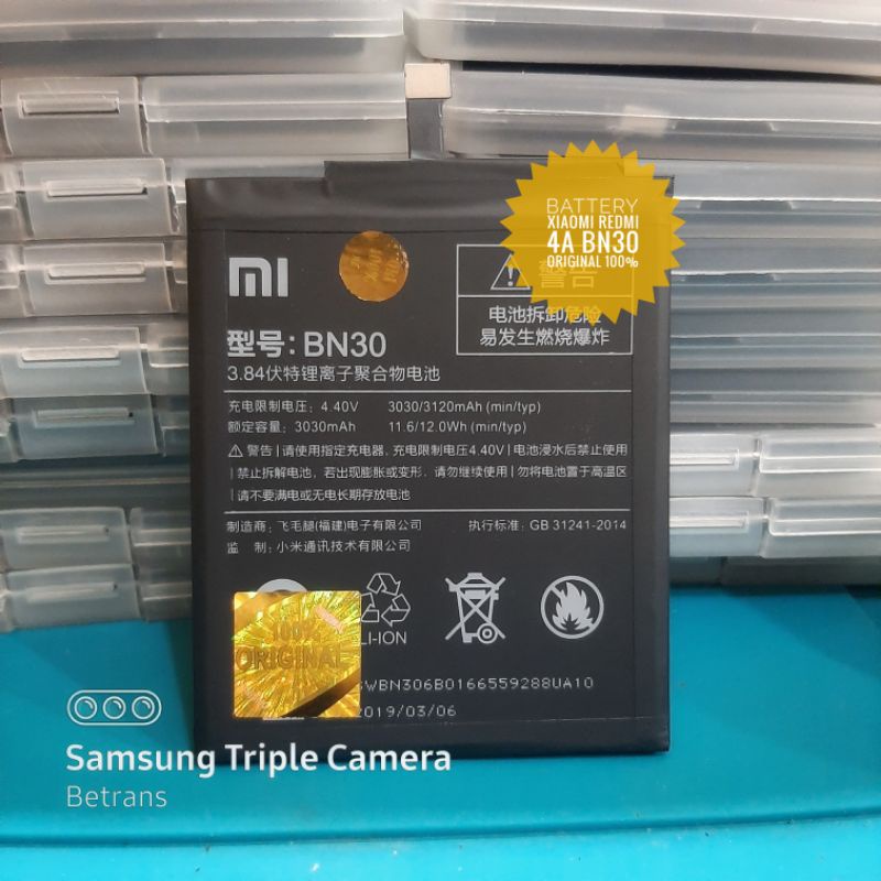 BATTERY BATERAI BATRE XIAOMI REDMI 4A BN30 / BN 30 100% ORIGINAL 