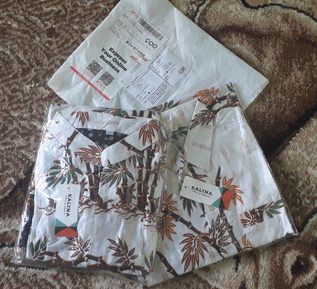 Baju Batik Couple Gamis Jumbo Murah Pasangan Modern Muslim  | Klyn - 025 Cg Bambu Putih