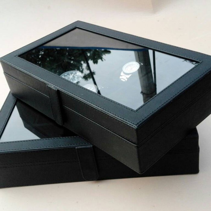 Tempat Jam Tangan Isi 12 Full Hitam"Produk Original Pengrajin Jogja"