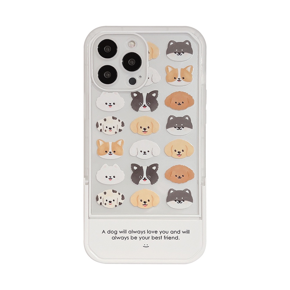 Case Pelindung Transparan Motif Kartun Anjing Dengan Holder Untuk Iphone 11 8 7 Plus SE2 XS XR 12 13 PRO MAX