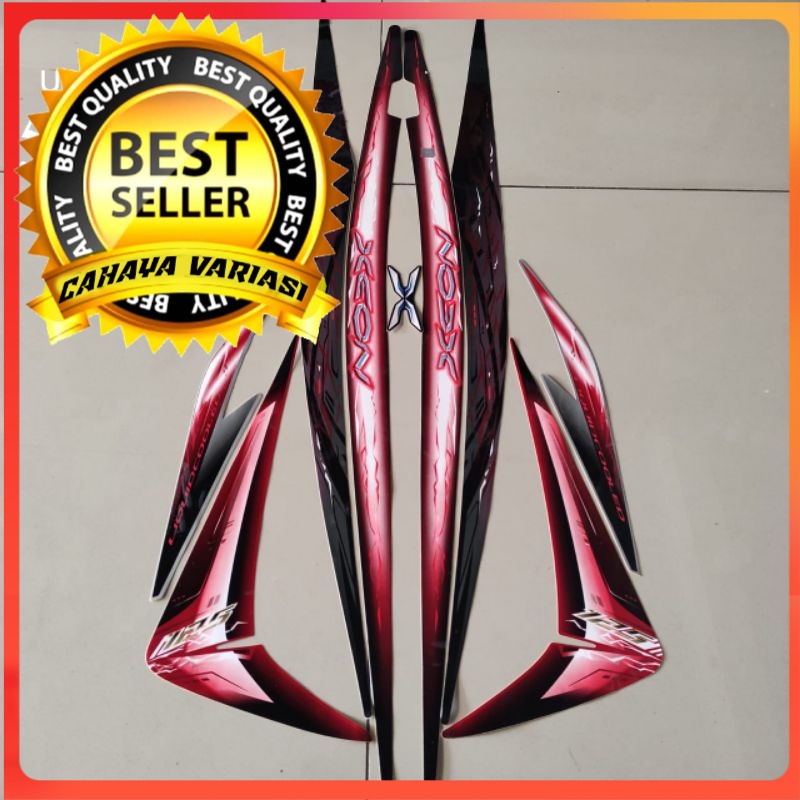 striping yamaha xeon 2010 hitam merah stiker list body standar