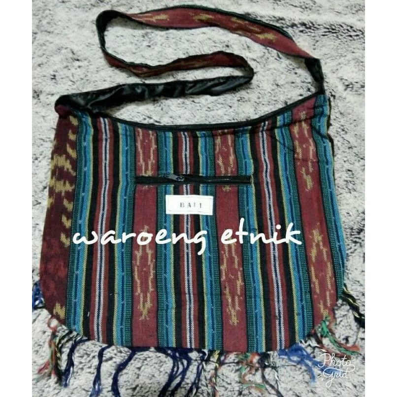 GROSIR TAS BALI SELEMPANG SLEMPANG SLINGBAG TENUN - MIX MERAH ..