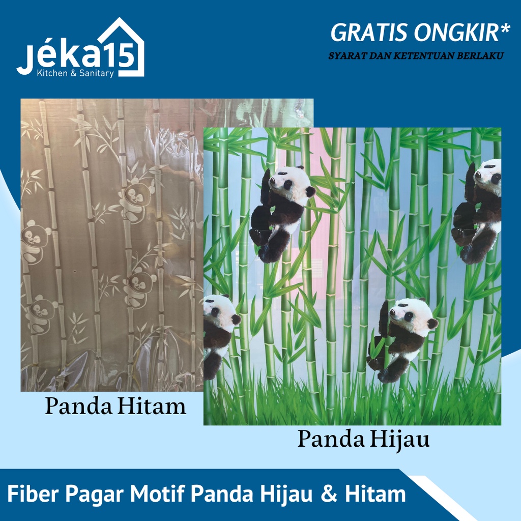 FIBER PAGAR MOTIF PANDA | FIBER PENUTUP PAGAR RUMAH | HITAM | HIJAU