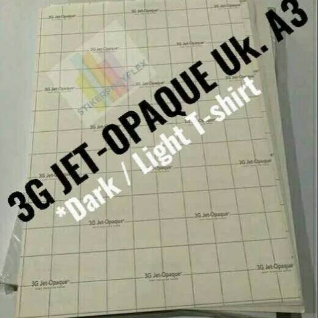

3G JET-OPAQUE UK A3 HEAT TRANSFER PAPER/ kertas transfer - ORIGINAL