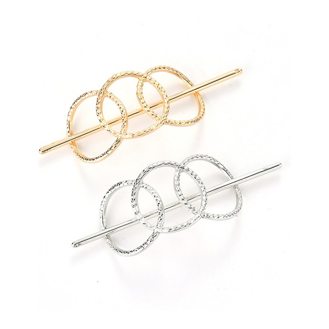 LRC Jepit Rambut Fashion Hollow Geometric Round Metal Hairpin F4261X