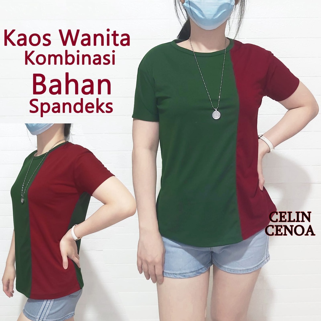 kaos wanita atasan wanita kombinasi t shirt wanita kaos oblong