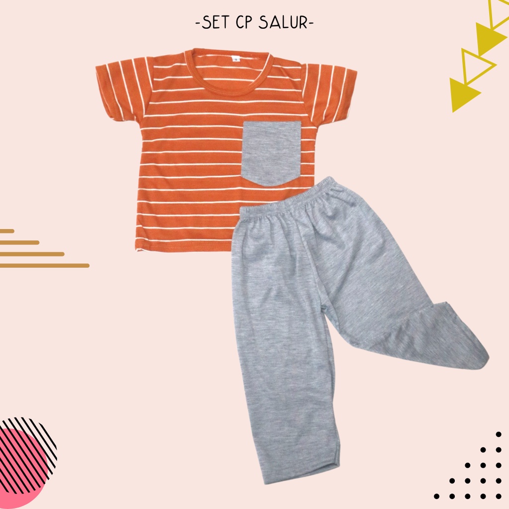 BabynKids - SETELAN POCKET KAOS + CELANA PANJANG MOTIF SALUR