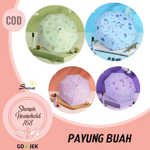 SHENAR , PAYUNG CORAK BUAH PAYUNG LIPAT PAYUNG LIPAT LAPISAN HITAM ANTI UV PAYUNG MAGIC UMBRELLA PAYUNG MAGIC 3D VIRAL - BISA COD