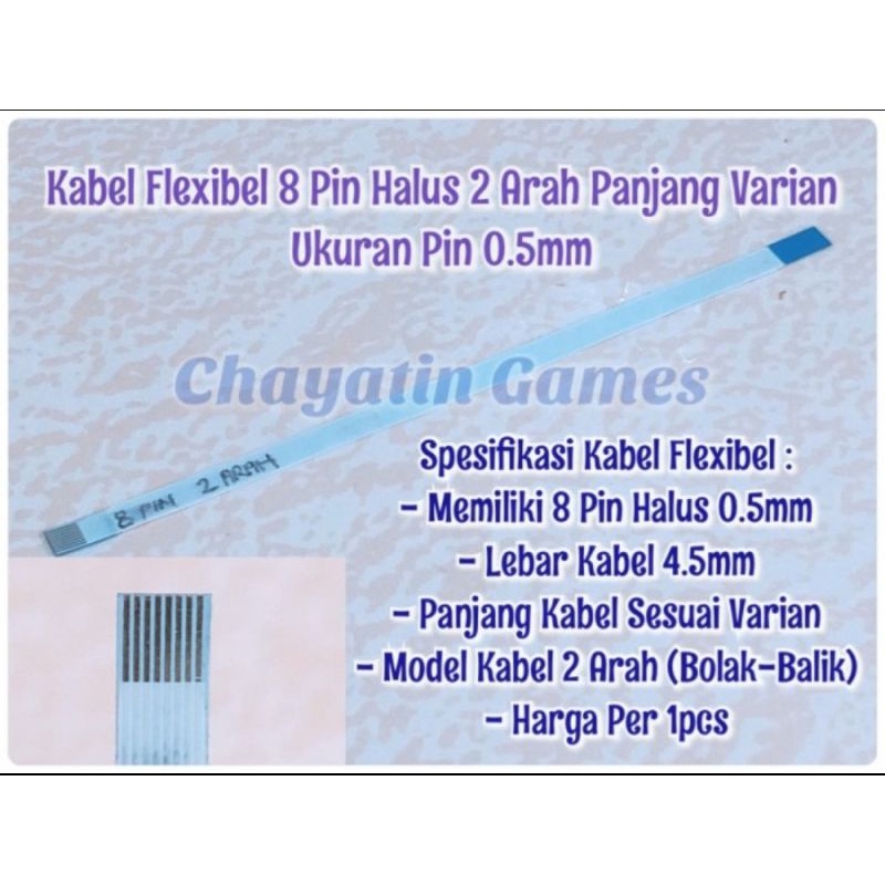Kabel Flexibel 8 Pin Halus 2 Arah Panjang Varian Ukuran Pin 0.5mm