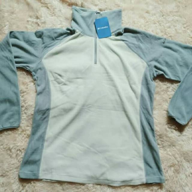 Jaket Columbia Womens Arctic Air Fleece Half Zip  warna hijau muda abu2