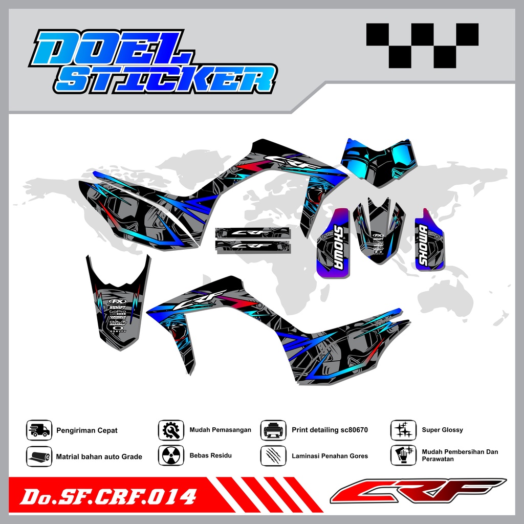 Sticker Striping Semifull CRF 150L List Variasi Hologram Pelangi,Crome Doel 014