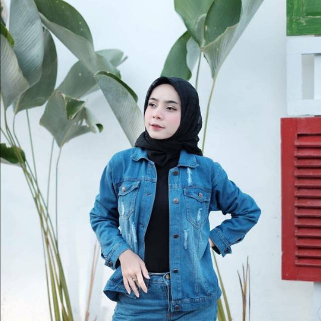 JAKET LEVIS WANITA JAKET JEANS RIPPED JAKET JEANS SOBEK