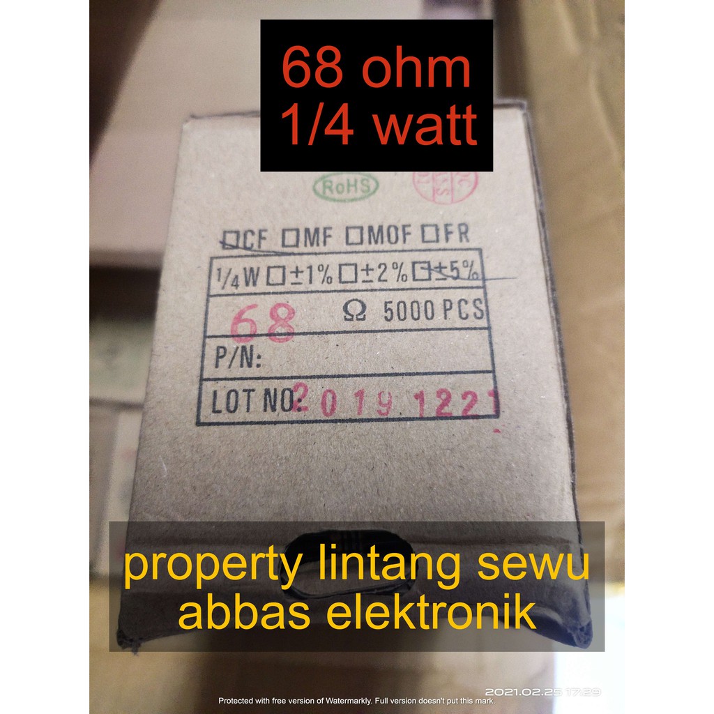 10PCS resistor 68 ohm 0.25 watt 1/4 watt