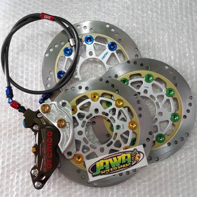 Kaliper brembo 4P big cnc disc nissin slang rem swits thailand braket 220mm mio soul fino