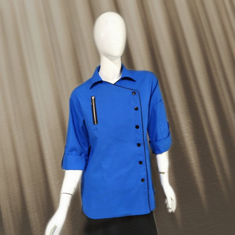 Chef Wear Baju Koki Wanita Saku SLETING / ZIPPER