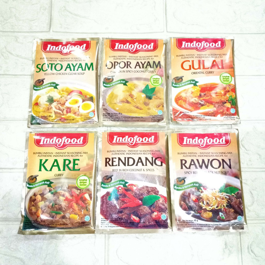 Indofood Racik Bumbu Instan Basah Spesial Soto Opor Ayam Rendang Gulai Kambing Kare Rawon Instant Seasoning Curry Soup