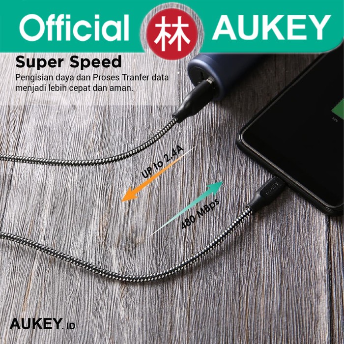 Aukey CB-BAM2 Data Cable Micro USB Braided Nylon 2m