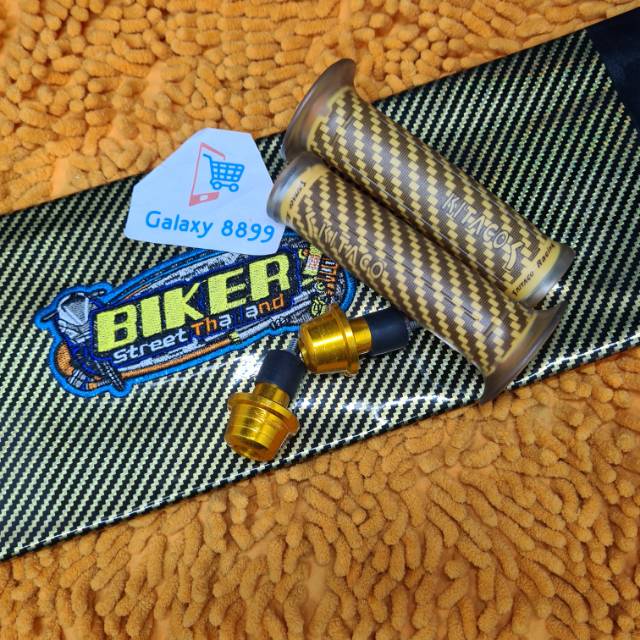 Kulit Jok Karbon Gold + Jalu Stang + Handgrip Karbon Kitaco