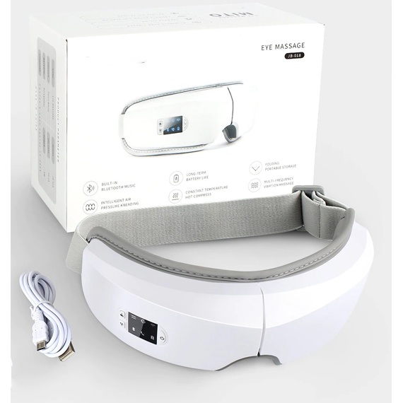 Alat Pijat Kompres Mata Smart Airbag Vibration Eye Massager Bluetooth Music - JB-018 - White