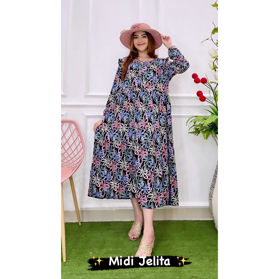 Midi Dress/Midi jelita by ratu/Midi dress motif