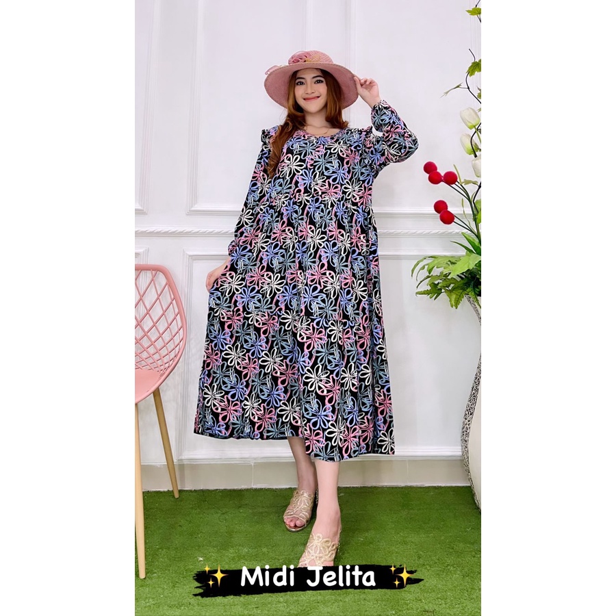 Midi Dress/Midi jelita by ratu/Midi dress motif