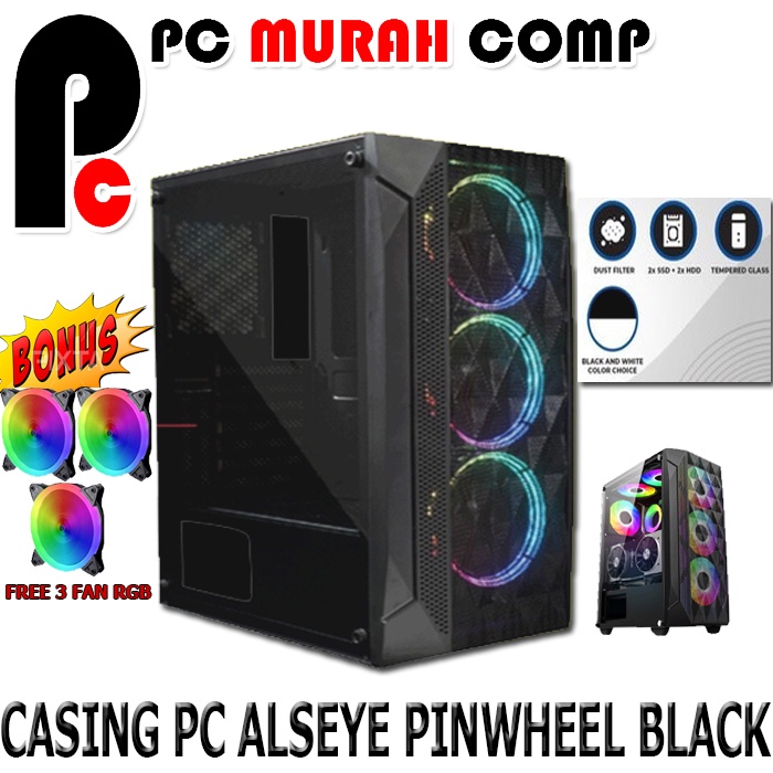 CASING CPU GAMING PINWHEEL BLACK