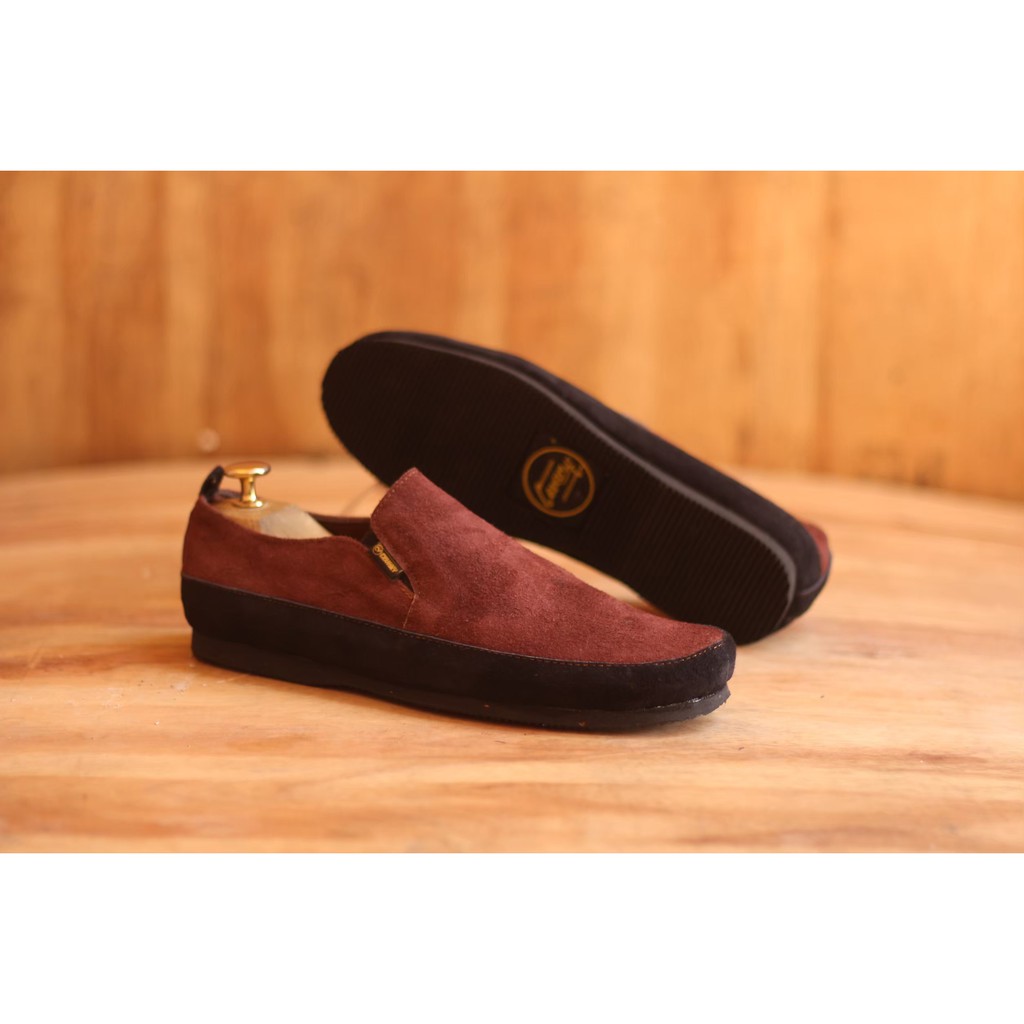 Sepatu santai slip On slop Kasual Pria Kulit Suede CEVANY MARIO ORIGINAL sepat