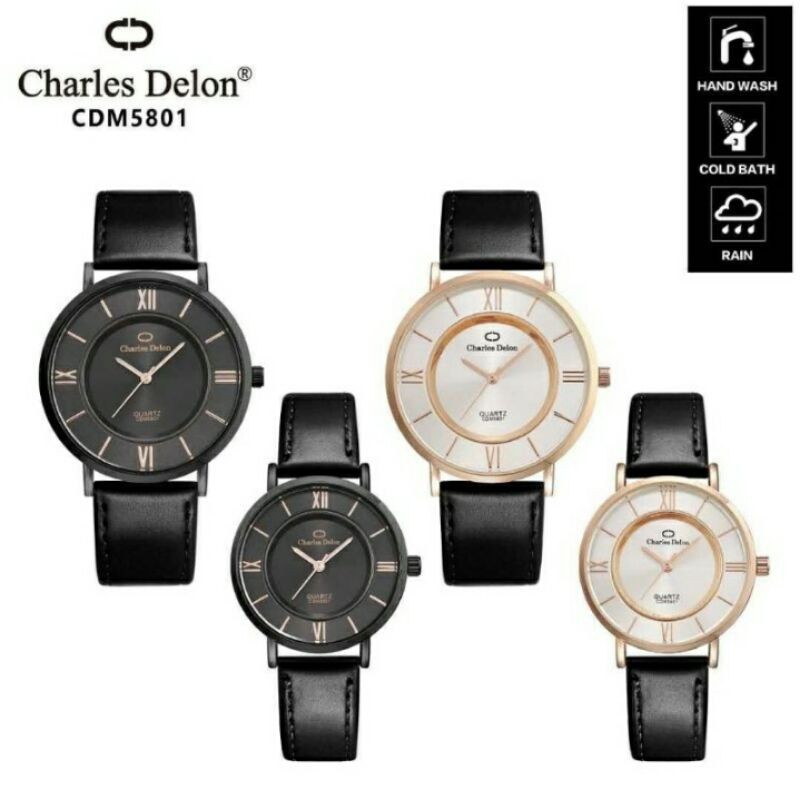 Jam couple Charles Delon 5801 5803 original tahan air