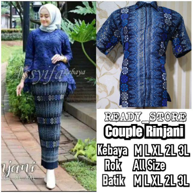 [COD] KEBAYA COUPLE RINJANI MODERN SIZE M - 3L  JUMBO-Navy